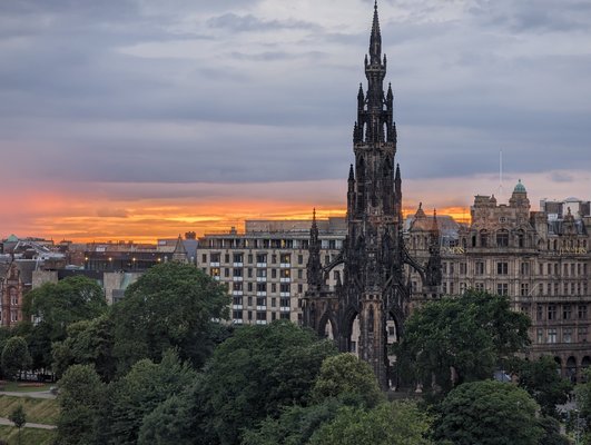 Edinburgh Scott Monument at sunset